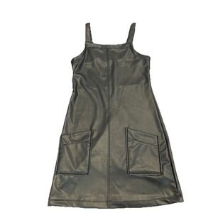 Abercrombie Kids Faux Leather‎ Sleeveless Dress Size 9/10 Black 2 Pockets Jumper